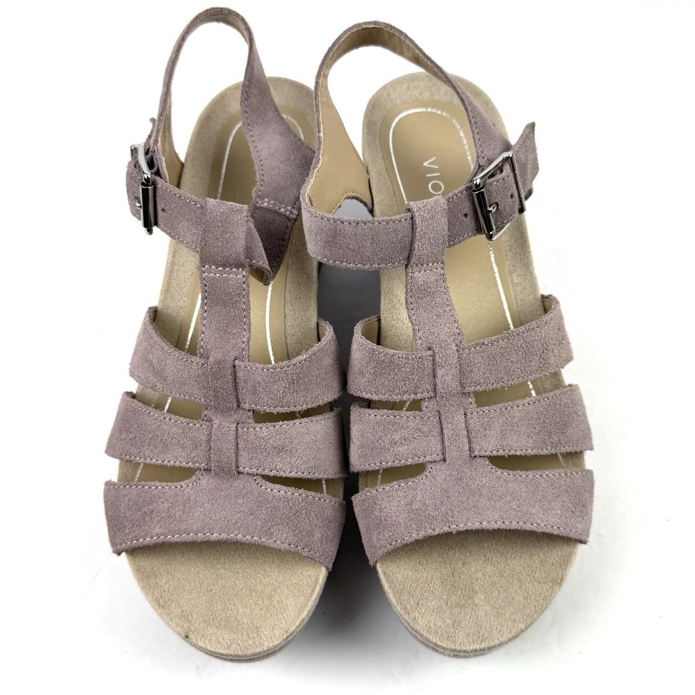 Vionic Tawny Sandals 9.5 Mauve Suede Strappy Shoes Gladiator‎ Womens